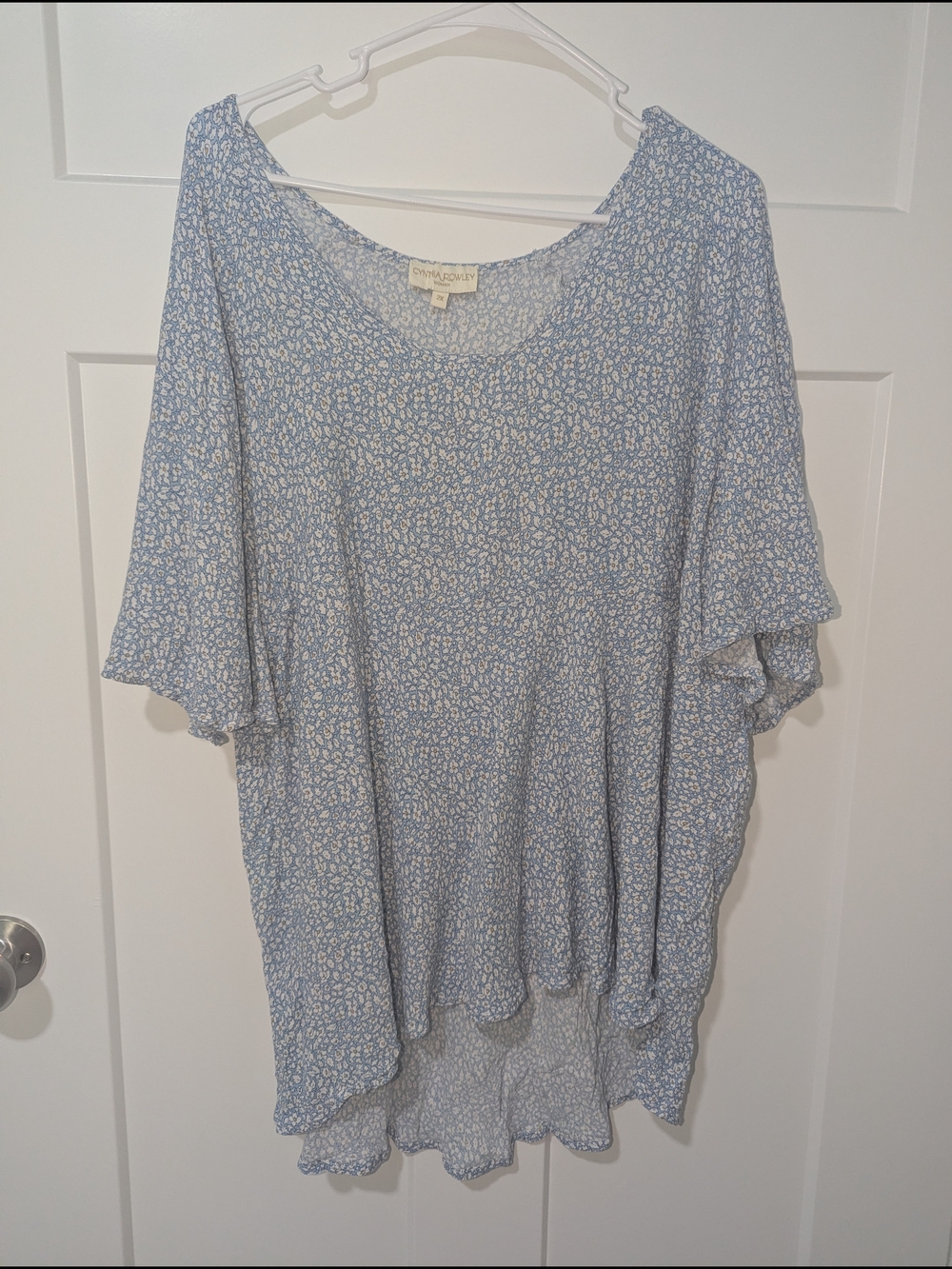 Cynthia Rowley Light Blue Floral Scoop-Neck Tunic